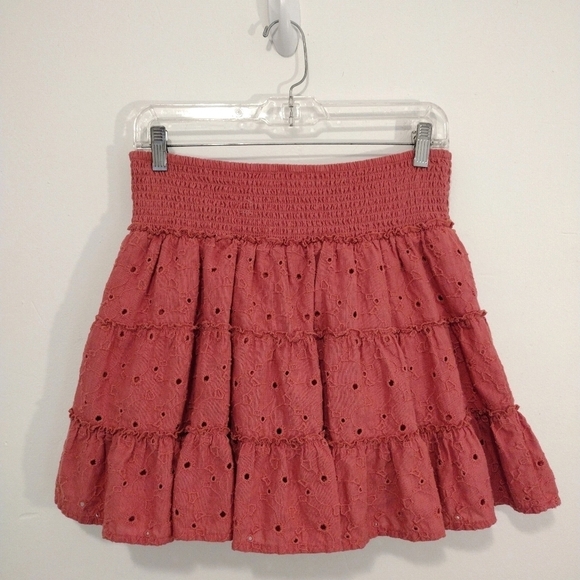 AEO - Smock Embroidery Ruffle Mini Skirt - Picture 6 of 9